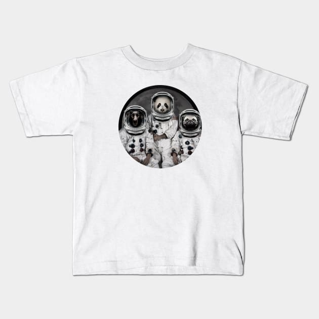 Astronaut Dogs Kids T-Shirt by Vin Zzep